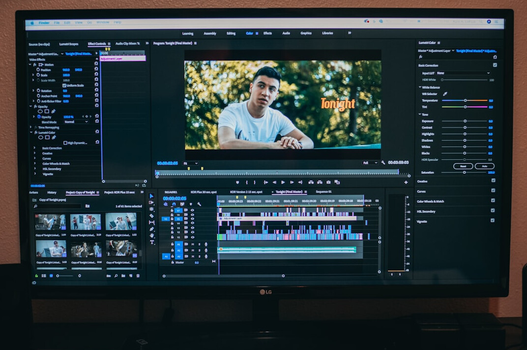 video editor working on timeline