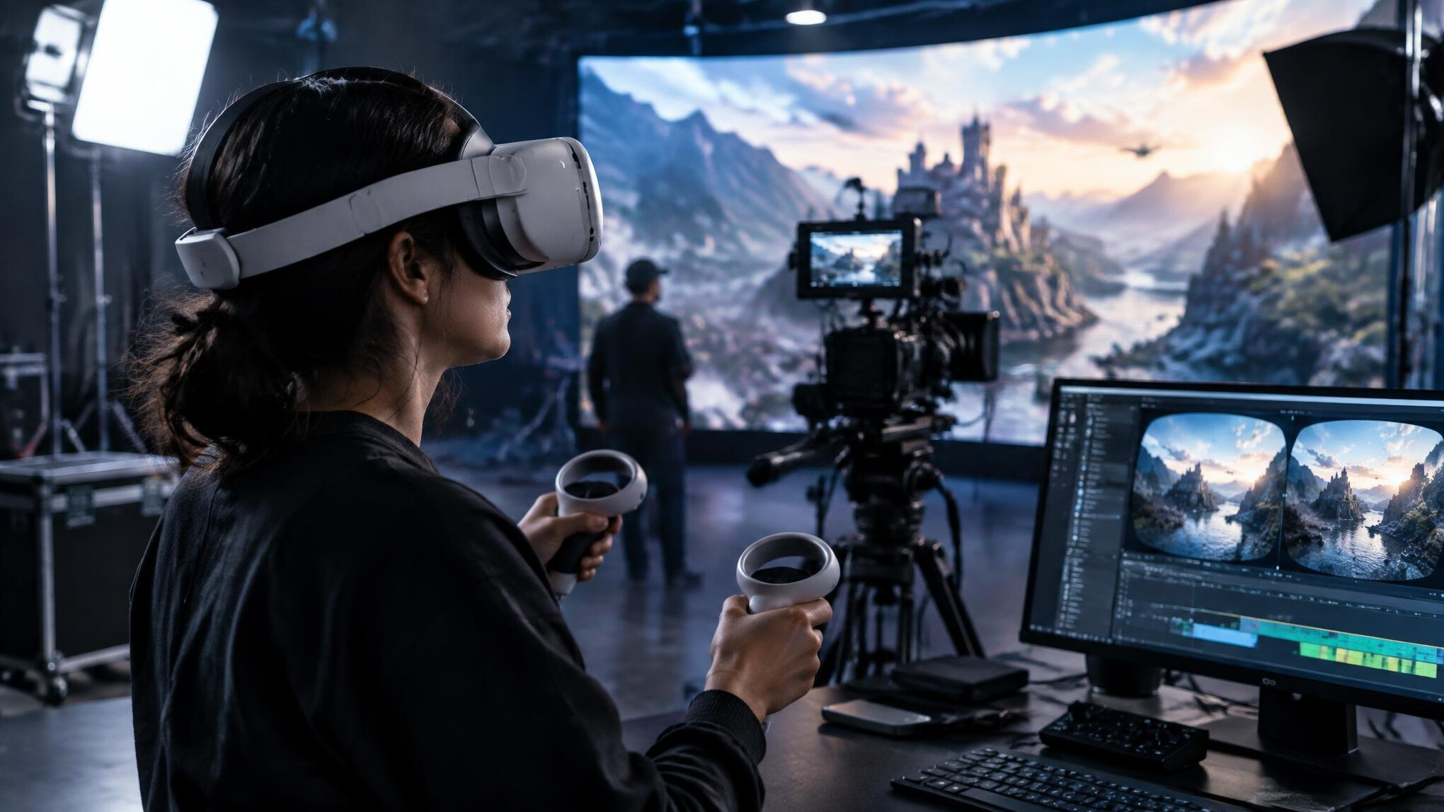 virtual reality headset in studio
