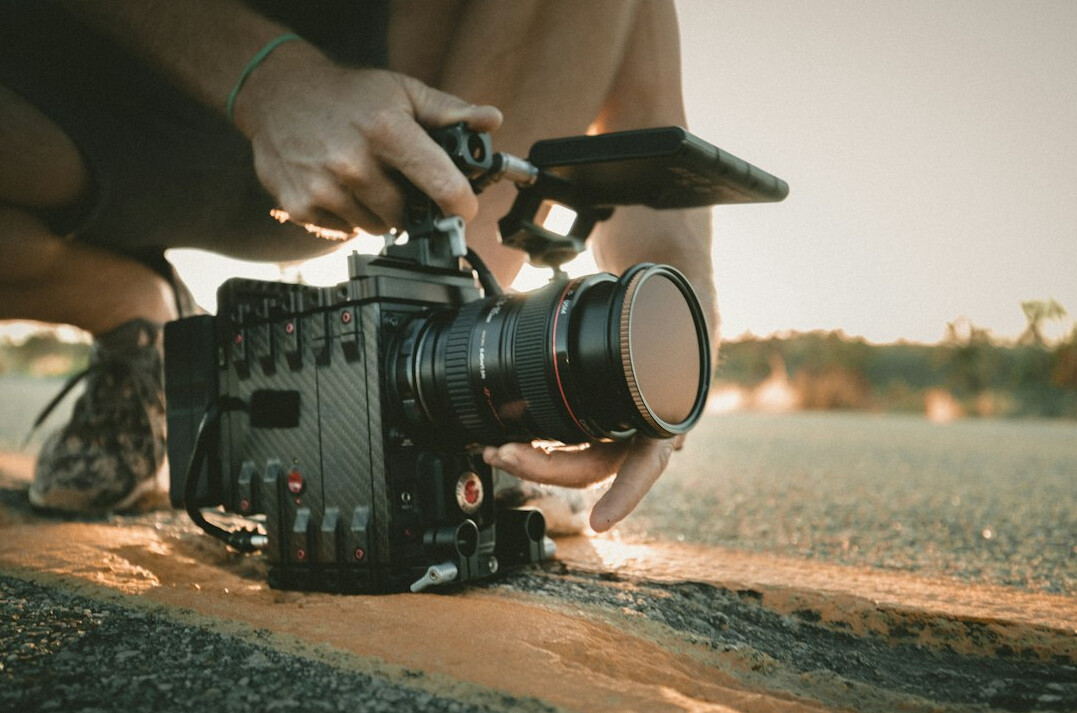 filmmaker reviewing footage