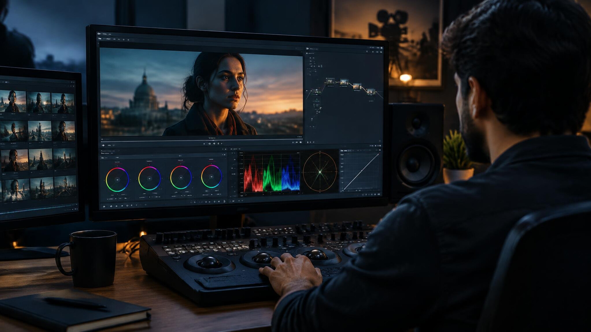 color grading monitor in studio