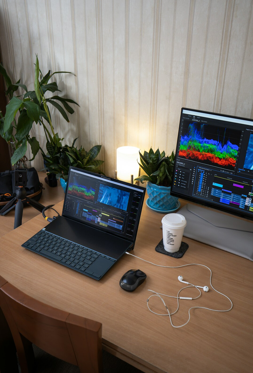 film editor at computer workstation