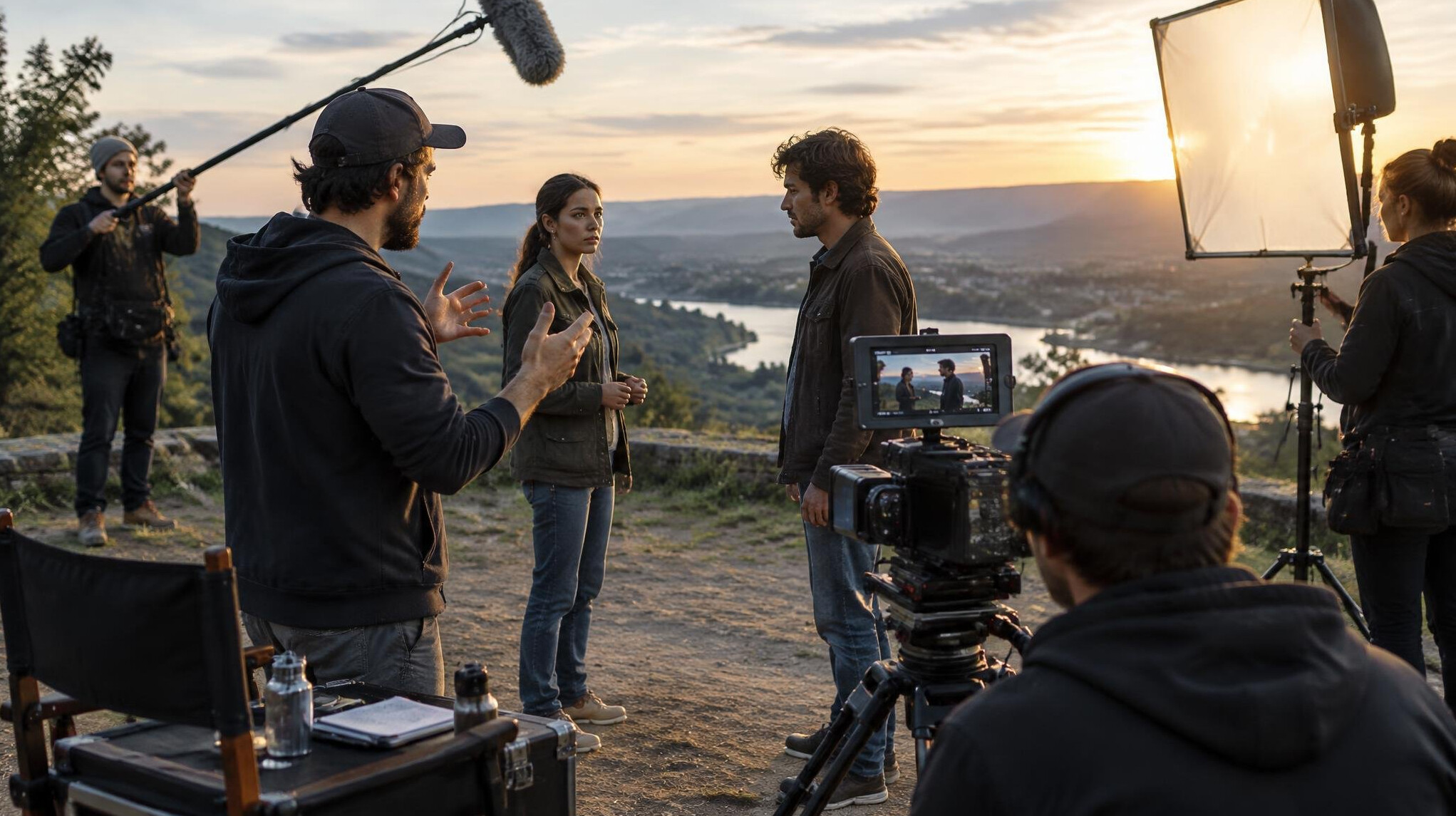 director discussing scene